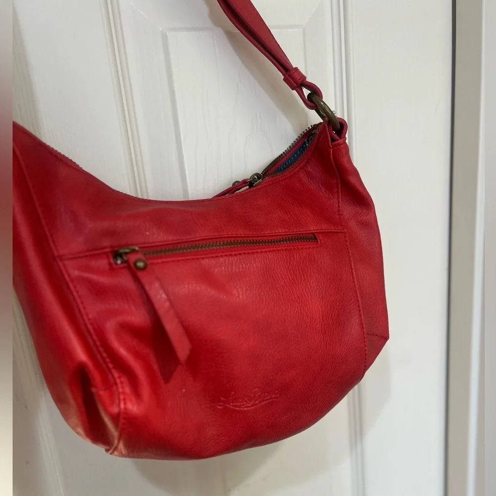 NEW LUCKY BRAND Newport‎ Red Studded Vegan Leather Small Cross-body hobo bag